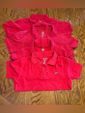 Boys Size 8 Youth M Red Polo Short Sleeve Shirts Lot of 4 Faded Glory Wrangler